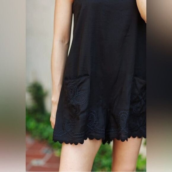 J Marie The Kyler Romper black sleeveless scalloped S, M - Picture 3 of 5